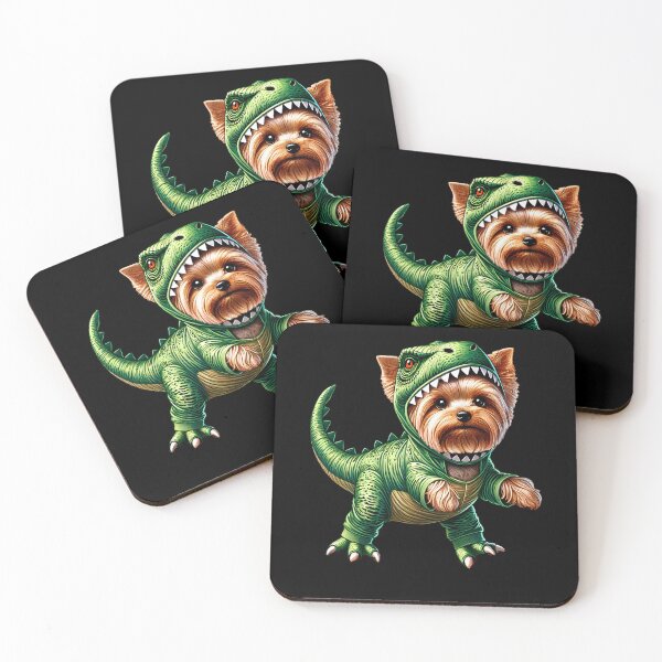 Item preview, Funny Yorkshire Terrier Wearing Dinosaur Outfit Dog Lover designed and sold by Kimberley King Art  King Art.