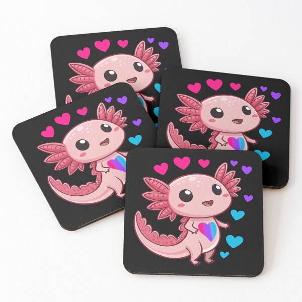 Item preview, Kawaii Axolotl with Androgynous Hearts - Androgynous Pride Art designed and sold by Travelslightly.