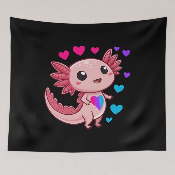 Item preview, Kawaii Axolotl with Androgynous Hearts - Androgynous Pride Art designed and sold by Travelslightly.