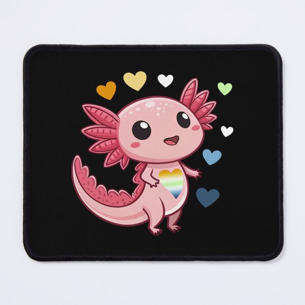 Item preview, Kawaii Axolotl with AroAce Agender Hearts - AroAce Agender Pride Art designed and sold by Travelslightly.
