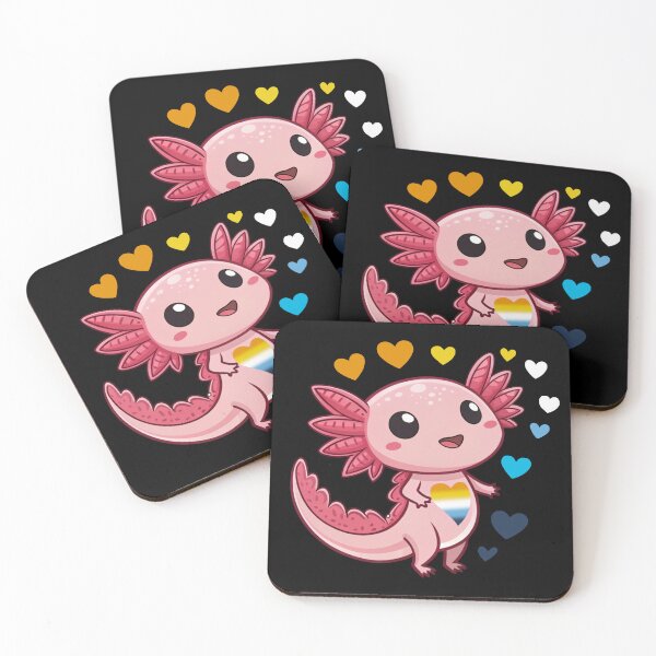 Item preview, Kawaii Axolotl with AroAce Hearts - AroAce Pride Art designed and sold by Travelslightly.