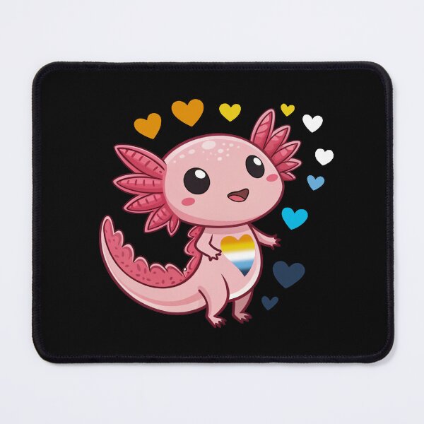 Item preview, Kawaii Axolotl with AroAce Hearts - AroAce Pride Art designed and sold by Travelslightly.