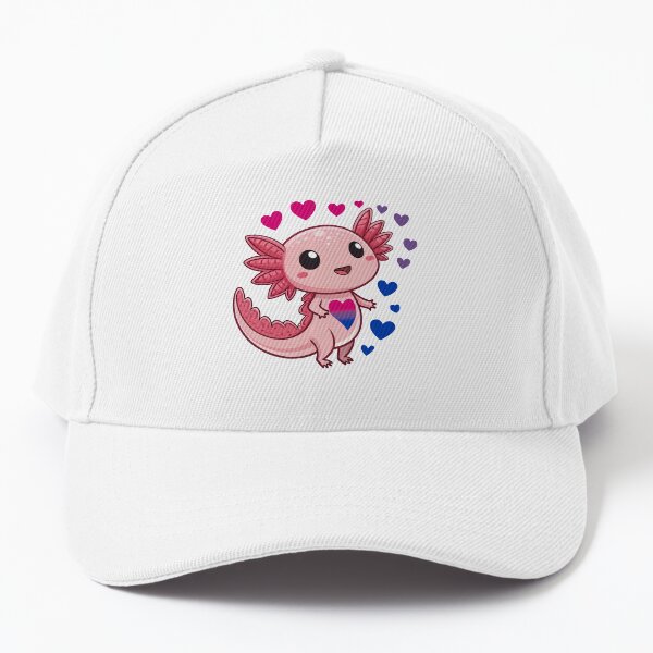 Aperçu de l'œuvre Axolotl kawaii avec cœurs bisexuels – Art de la fierté bisexuelle créée et vendue par Travelslightly.