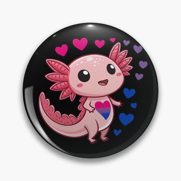 Item preview, Kawaii Axolotl with Bisexual Hearts - Bisexual Pride Art designed and sold by Travelslightly.