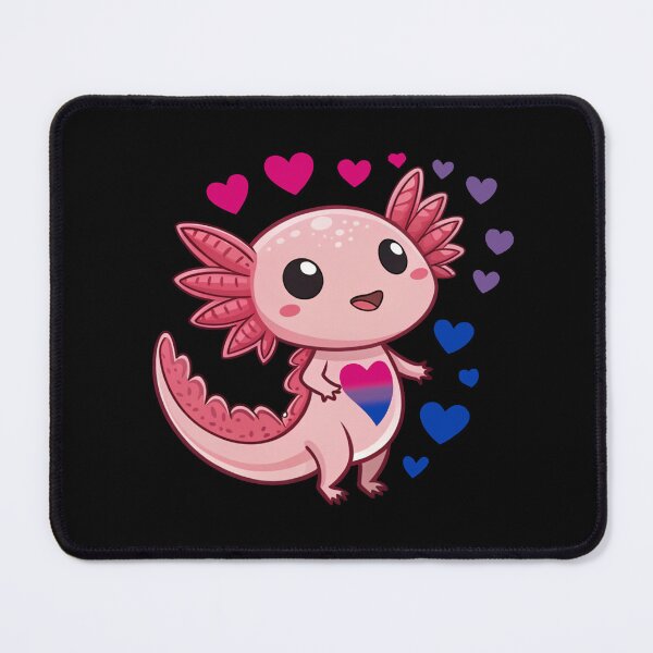 Item preview, Kawaii Axolotl with Bisexual Hearts - Bisexual Pride Art designed and sold by Travelslightly.
