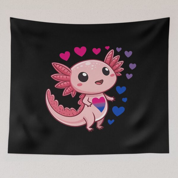 Item preview, Kawaii Axolotl with Bisexual Hearts - Bisexual Pride Art designed and sold by Travelslightly.