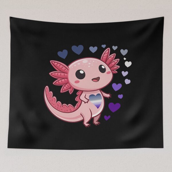 Item preview, Kawaii Axolotl with Butch Hearts - Butch Pride Art designed and sold by Travelslightly.