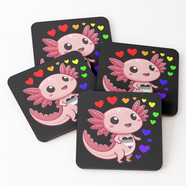 Item preview, Kawaii Axolotl with Rainbow Hearts - Asexual Pride Art designed and sold by Travelslightly.