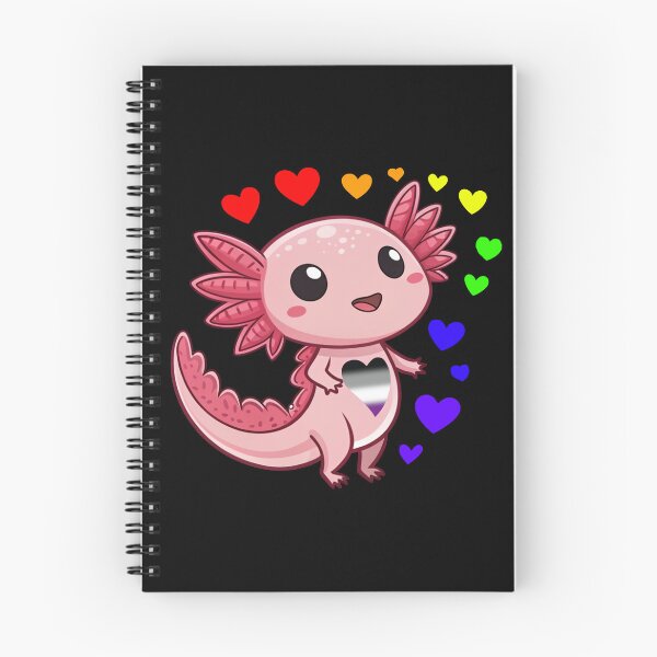 Item preview, Kawaii Axolotl with Rainbow Hearts - Asexual Pride Art designed and sold by Travelslightly.