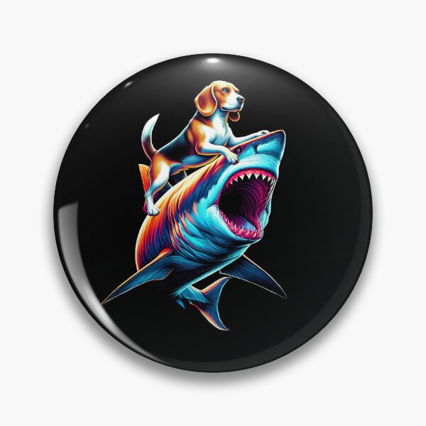 Item preview, Funny Beagle Riding Shark Beagle Lover designed and sold by Kimberley King Art  King Art.