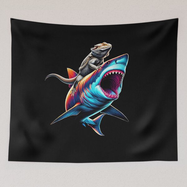 Item preview, Funny Bearded Dragon Riding Shark Bearded Dragon Lover designed and sold by Kimberley King Art  King Art.