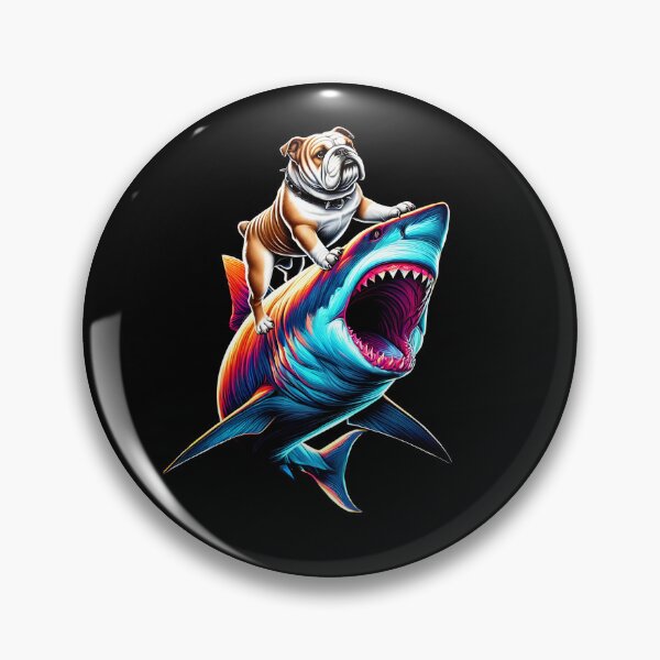 Item preview, Funny Bulldog Riding Shark Bulldog Lover designed and sold by Kimberley King Art  King Art.