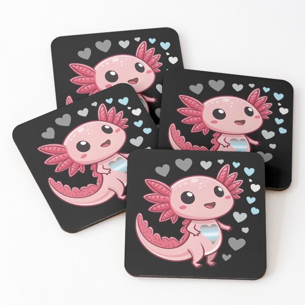 Item preview, Kawaii Axolotl with Demiboy Hearts - Demiboy Pride Art designed and sold by Travelslightly.