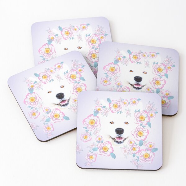Item preview, I'm beautiful like a flower/Dog Samoyed/Pink Flowers designed and sold by EglesCreations.