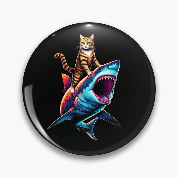 Item preview, Funny Cat Riding Shark Kitten Lover designed and sold by Kimberley King Art  King Art.