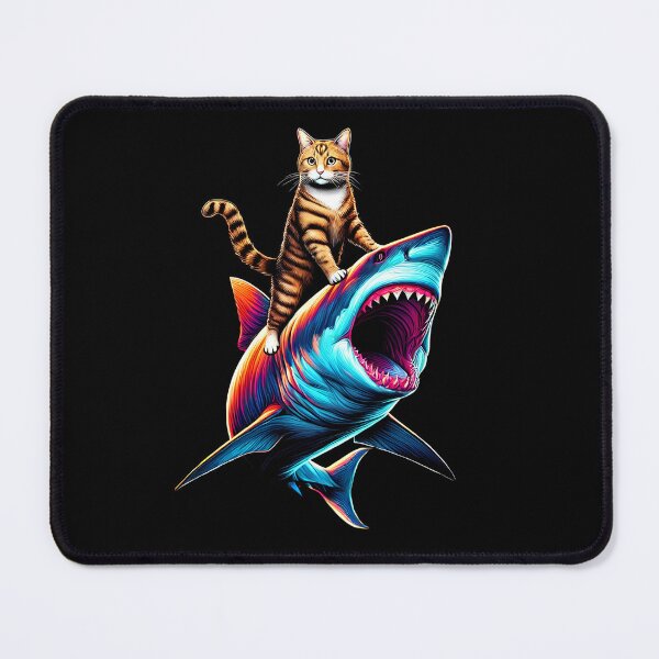 Item preview, Funny Cat Riding Shark Kitten Lover designed and sold by Kimberley King Art  King Art.