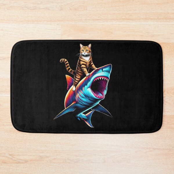 Item preview, Funny Cat Riding Shark Kitten Lover designed and sold by Kimberley King Art  King Art.