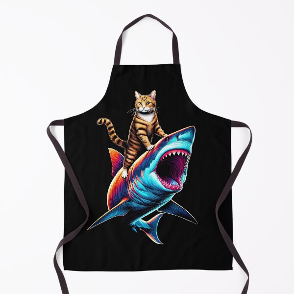 Item preview, Funny Cat Riding Shark Kitten Lover designed and sold by Kimberley King Art  King Art.