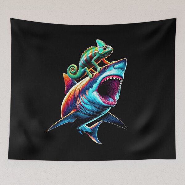 Item preview, Funny Chameleon Riding Shark Chameleon Lover designed and sold by Kimberley King Art  King Art.