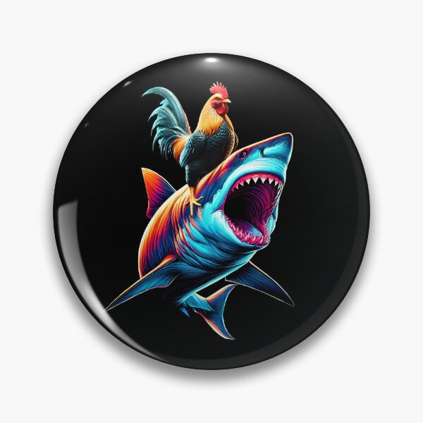 Item preview, Funny Chicken Riding Shark Rooster Lover designed and sold by Kimberley King Art  King Art.