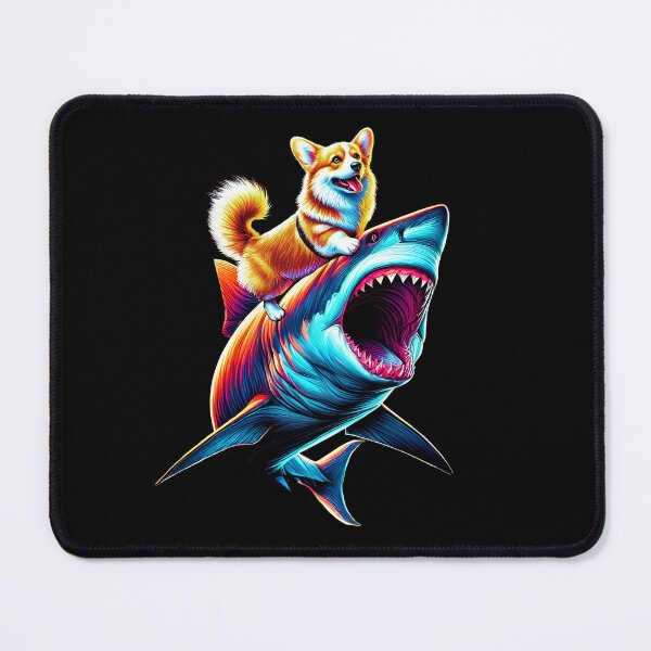 Item preview, Funny Corgi Riding Shark Corgi Lover designed and sold by Kimberley King Art  King Art.