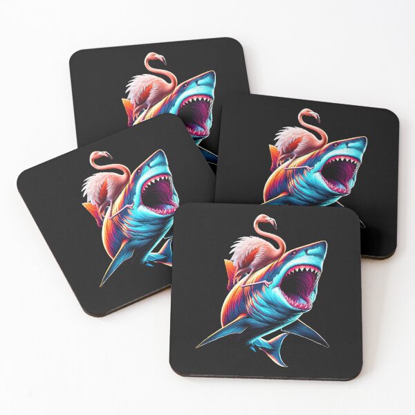 Item preview, Funny Flamingo Riding Shark Flamingo Lover designed and sold by Kimberley King Art  King Art.