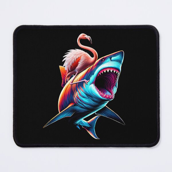 Item preview, Funny Flamingo Riding Shark Flamingo Lover designed and sold by Kimberley King Art  King Art.