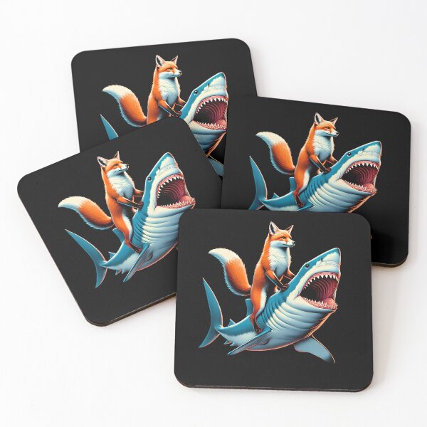 Item preview, Funny Fox Riding Shark Fox Lover designed and sold by Kimberley King Art  King Art.