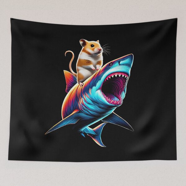 Item preview, Funny Hamster Riding Shark Hamster Lover designed and sold by Kimberley King Art  King Art.