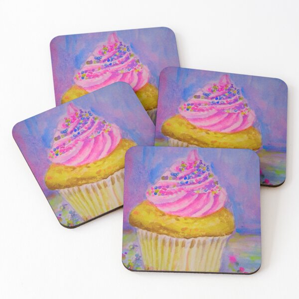 Item preview, Strawberry cupcake watercolor painting for foodies  designed and sold by happiartworks .