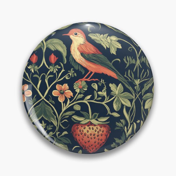 Item preview, vintage birds and strawberries designed and sold by PoppyLaneStudio.