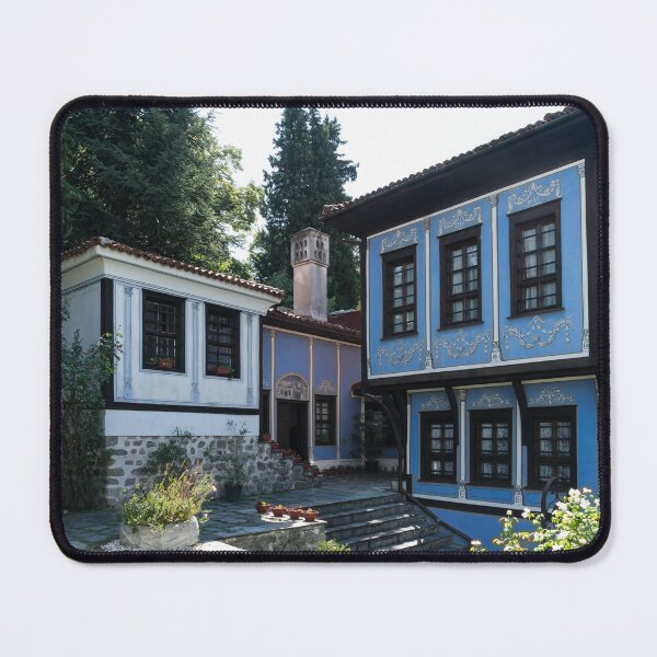 Item preview, Blue and White Renaissance Houses in Old Town Plovdiv in Bulgaria designed and sold by Georgia Mizuleva.