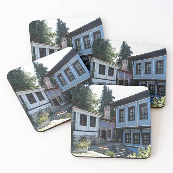 Item preview, Blue and White Renaissance Houses in Old Town Plovdiv in Bulgaria designed and sold by Georgia Mizuleva.