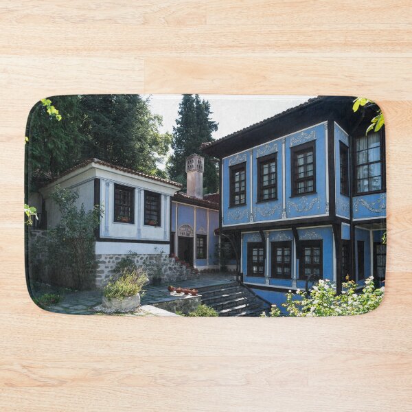 Item preview, Blue and White Renaissance Houses in Old Town Plovdiv in Bulgaria designed and sold by Georgia Mizuleva.