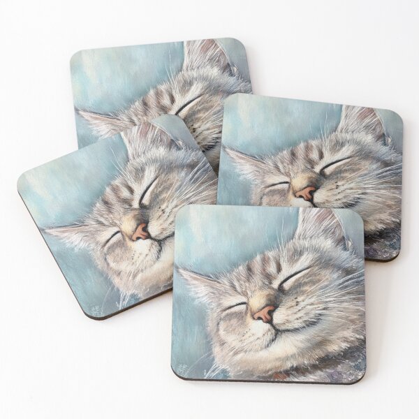 Item preview, Blissful Sleeping Cat in Soft Pastels designed and sold by UtasArtworks.