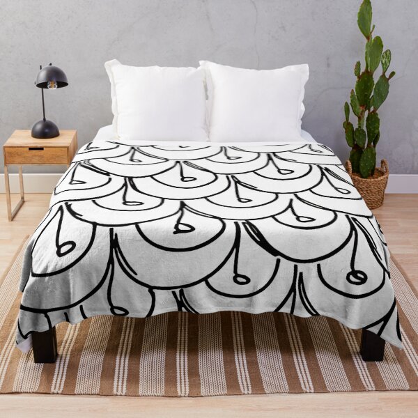 Item preview, Black Fish Scale Line Pattern on White designed and sold by Glam-OOTD.