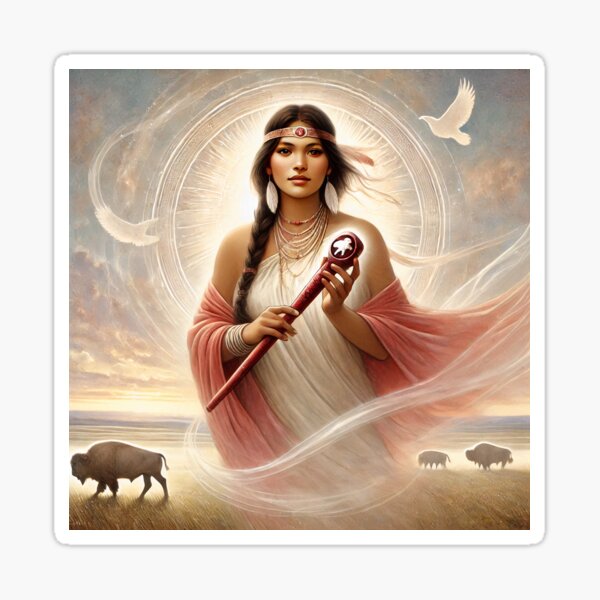 Item preview, White Buffalo Calf Woman - Lakota Goddess of Peace & Wisdom | Watercolor Art designed and sold by lynnebeclu.