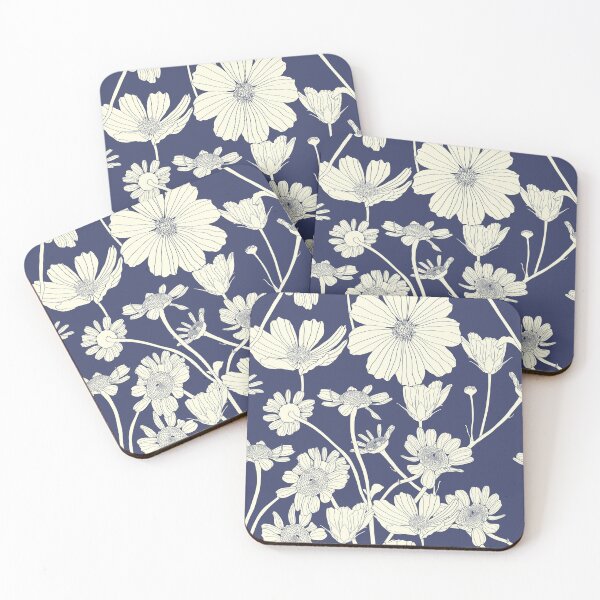 Item preview, Camomile daisy flowers seamless pattern illustration. Floral seamless pattern blue silhouette cosmos flowers background.  designed and sold by MatyKotiv.