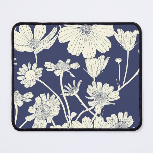 Item preview, Camomile daisy flowers seamless pattern illustration. Floral seamless pattern blue silhouette cosmos flowers background.  designed and sold by MatyKotiv.
