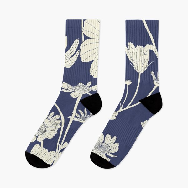 Item preview, Camomile daisy flowers seamless pattern illustration. Floral seamless pattern blue silhouette cosmos flowers background.  designed and sold by MatyKotiv.