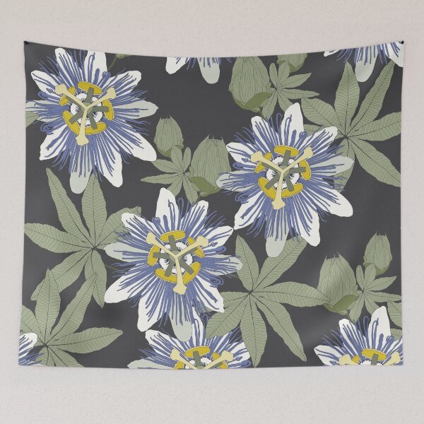 Item preview, Seamless tropical palm leaves, Passiflora flowers. Jungle leaves  floral pattern. designed and sold by MatyKotiv.