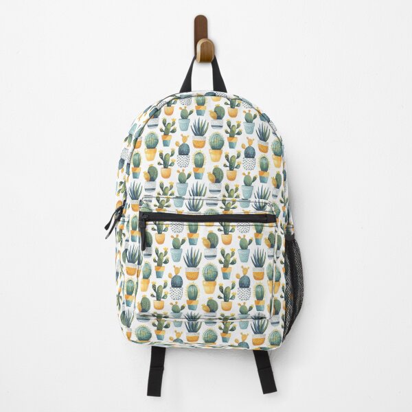 Item preview, watercolour potted cactus in green yellow and blue designed and sold by PoppyLaneStudio.