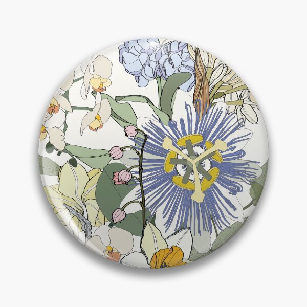 Item preview, Fashionable seamless tropical pattern with tropical passiflora strelitzia, orchids flowers. Line stylish floral. designed and sold by MatyKotiv.