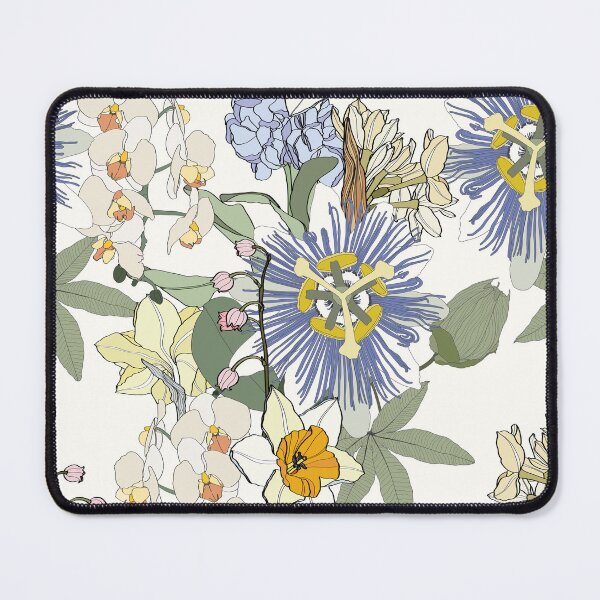 Item preview, Fashionable seamless tropical pattern with tropical passiflora strelitzia, orchids flowers. Line stylish floral. designed and sold by MatyKotiv.