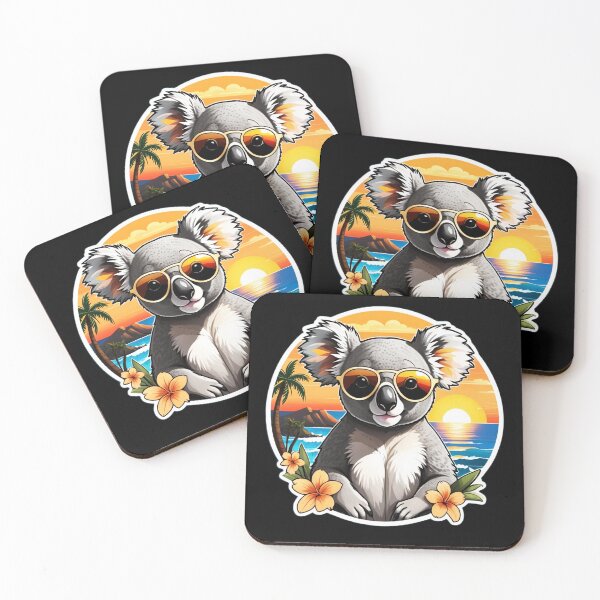 Item preview, Koala Bear with Sunglasses and Hawaii Orchids at Sunset designed and sold by NautiChic.