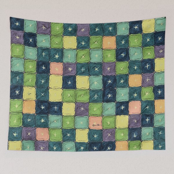 Item preview, Starry Tile Quilt designed and sold by Hen-C-Art.