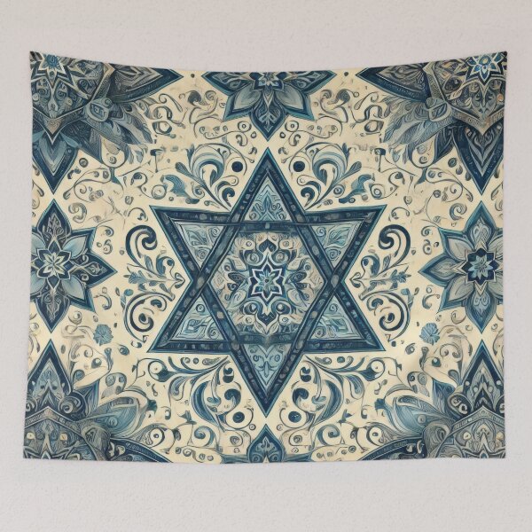 Item preview, Azure Elegance: Vintage Star of David Pattern designed and sold by BobArtGallery.