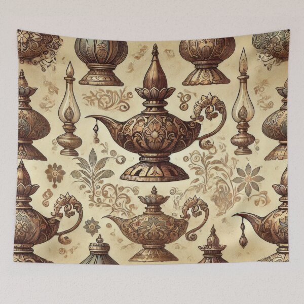 Item preview, Golden Glow: Vintage Oil Lamp Pattern designed and sold by BobArtGallery.