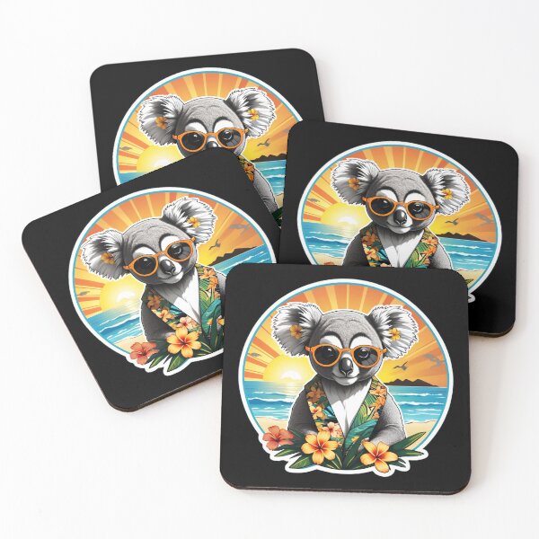 Item preview, Hawaii Orchids Koala Bear with Sunglasses and Kimono at Sunset designed and sold by NautiChic.