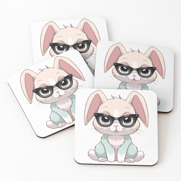 Item preview, Cool Kawaii Bunny with Black Sunglasses – Adorable Anime Rabbit Art designed and sold by GrafiShop.